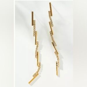 Anthropologie Lightening Bolt Pavé Earrings